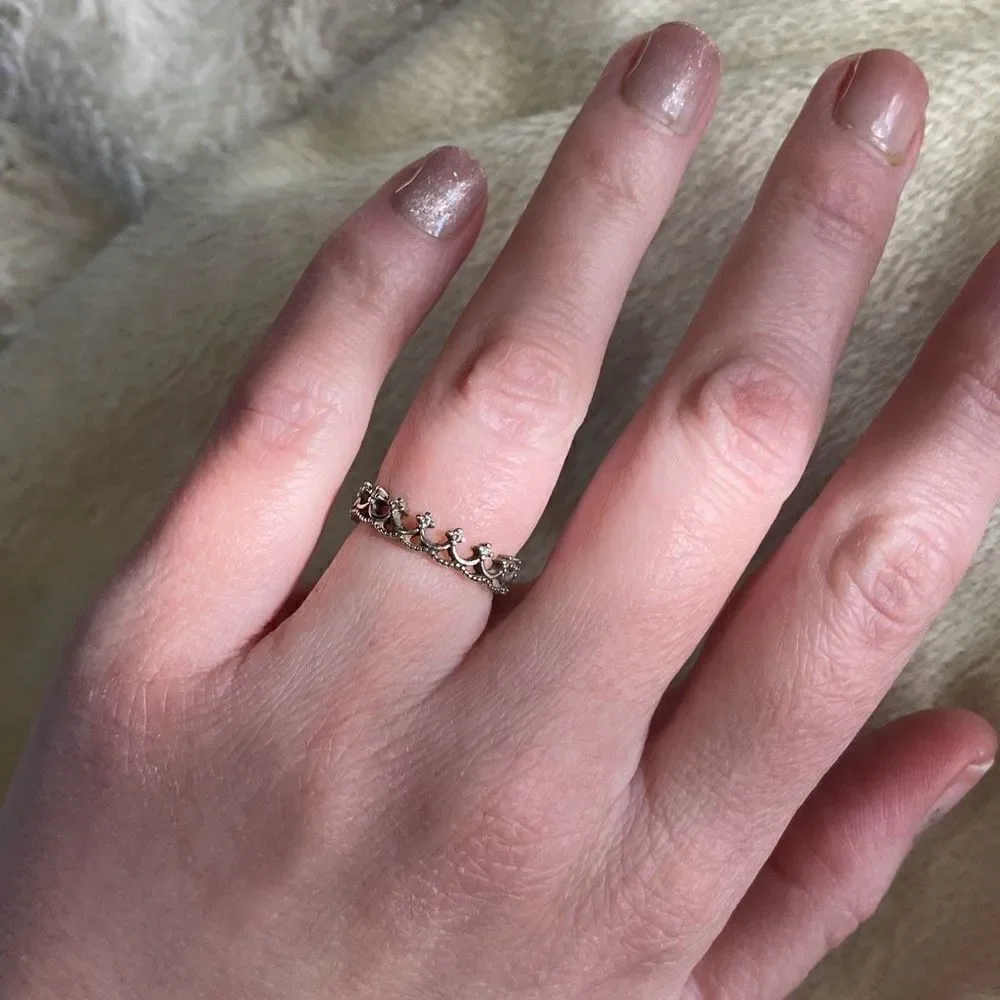 Sterling Silver Crown Ring Sz 5